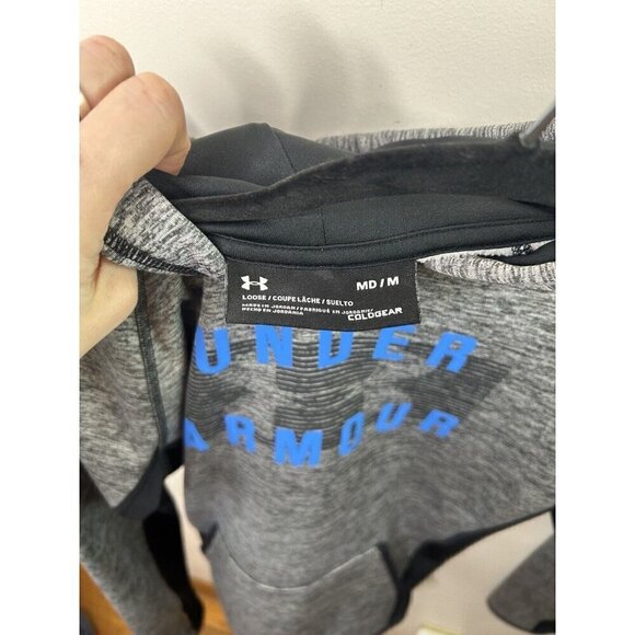 Under Armour Storm Hoodie Men's Gray Blue Pullover Long Sleeve Size Medium - Picture 12 of 12